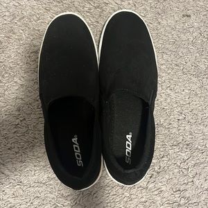 FINAL PRICE Soda Shoes | Black Soda Suede Like Slip Sneakers. Size 8